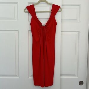 London Times Red Sleeveless Midi Dress Size 8